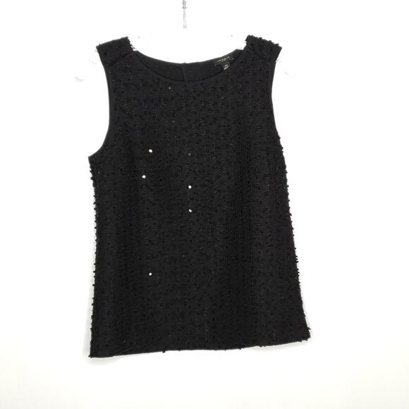 Ann Taylor Sleeveless Blouse Black Sequins Bobbles Knit Relaxed Women XS - Picture 7 of 10